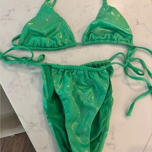 Good American Metallic Green Swimwear - L/XL